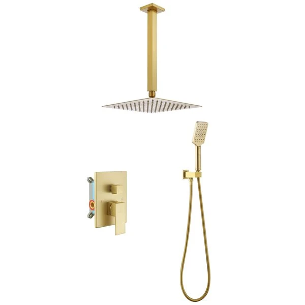 CASAINC Shower System Gold 3-spray Rain Shower Head And Handheld Shower Combo 2.5 GPM (9.5 LPM) - Image 4