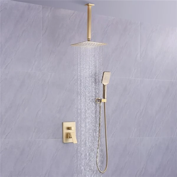 CASAINC Shower System Gold 3-spray Rain Shower Head And Handheld Shower Combo 2.5 GPM (9.5 LPM) - Image 3