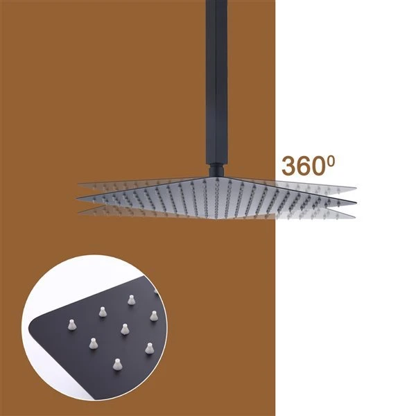 CASAINC Shower System Black 3-spray Rain Shower Head And Handheld Shower Combo 2.5 GPM (9.5 LPM)