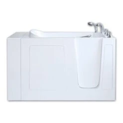 MBTubs Mobility 51.5-in X 52-in White Gelcoat/Fibreglass Rectangular Right-hand Walk-in Whirlpool Bathtub (Faucet Included)