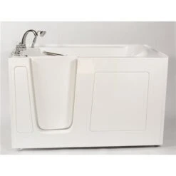 MBTubs Mobility 30-in X 60-in White Gelcoat/Fibreglass Rectangular Left-hand Walk-in Bathtub (Faucet Included)