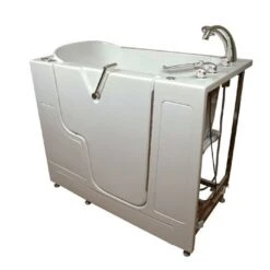 MBTubs Transfer 51.5-in X 52-in White Gelcoat/Fibreglass Rectangular Right-hand Walk-in Combination Bathtub (Faucet Included)