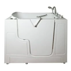 MBTubs Transfer 51.5-in X 52-in White Gelcoat/Fibreglass Rectangular Right-hand Walk-in Whirlpool Bathtub (Faucet Included)