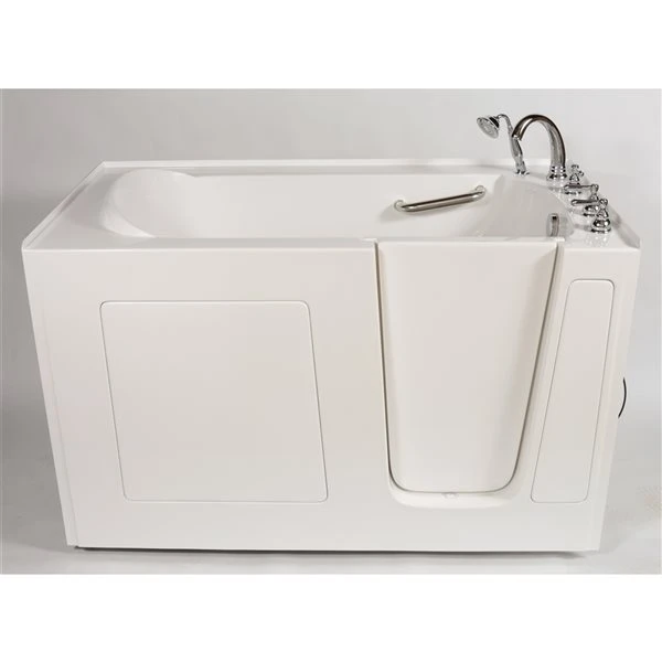 MBTubs Mobility 30-in X 60-in White Gelcoat/Fibreglass Rectangular Right-hand Walk-in Combination Bathtub (Faucet Included)