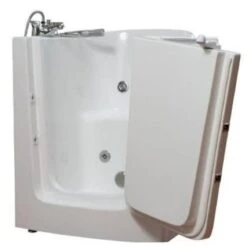 MBTubs Mobility 33-in X 38-in White Gelcoat/Fibreglass Rectangular Right-hand Walk-in Whirlpool Bathtub (Faucet Included)