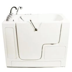 MBTubs Transfer 32-in X 52-in White Gelcoat/Fibreglass Rectangular Left-hand Walk-in Bathtub (Faucet Included)
