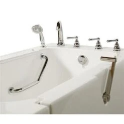 MBTubs Transfer 32-in X 52-in White Gelcoat/Fibreglass Rectangular Right-hand Walk-in Combination Bathtub (Faucet Included)