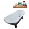 Streamline 28W X 61L Matte Grey Acrylic Clawfoot Bathtub With Matte Black Feet And Reversible Drain With Tray