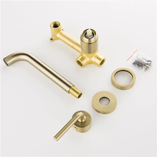 Clihome Polished Gold 1-handle Wall-mount Bathroom Sink Faucet - Image 3