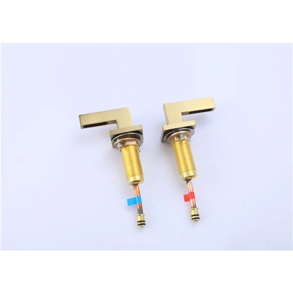 Clihome Brushed Gold 2-handle Single Hole Bathroom Sink Faucet (Deck Plate Included) - Image 2