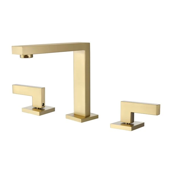 Clihome Brushed Gold 2-handle Single Hole Bathroom Sink Faucet (Deck Plate Included) - Image 5