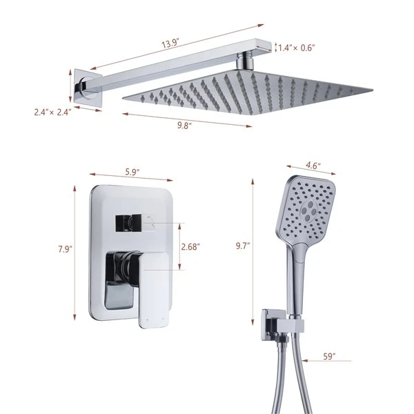 Clihome Polished Chrome 3-spray Rain Shower Head And Handheld Shower Combo 2.5 GPM (9.5 LPM) - Image 5