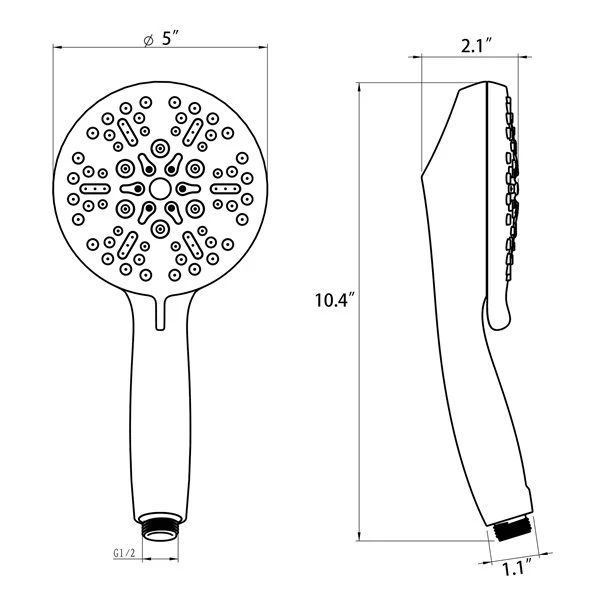 Boyelliving Chrome 5-spray Handheld Shower 1.75 GPM (6.6 LPM) - Image 2