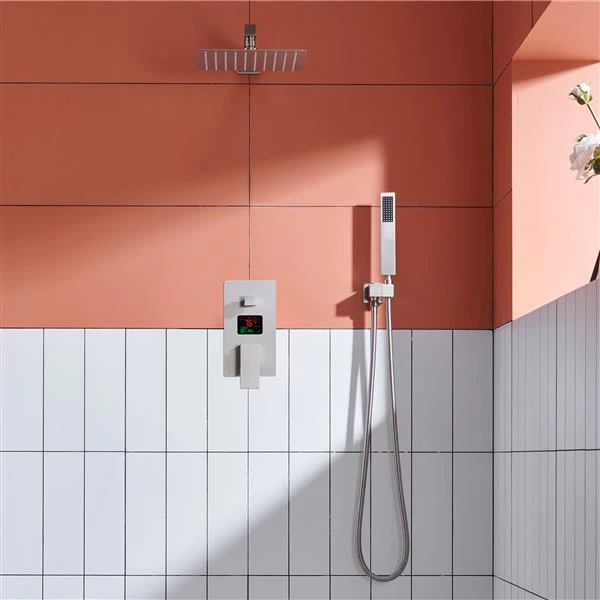 Clihome Brushed Nickel 1-spray Rain Shower Head And Handheld Shower Combo 2.5 GPM (9.5 LPM) - Image 2