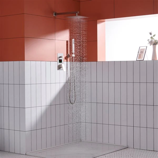 Clihome Brushed Nickel 1-spray Rain Shower Head And Handheld Shower Combo 2.5 GPM (9.5 LPM) - Image 3