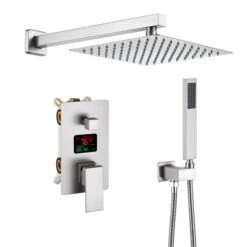 Clihome Brushed Nickel 1-spray Rain Shower Head And Handheld Shower Combo 2.5 GPM (9.5 LPM)