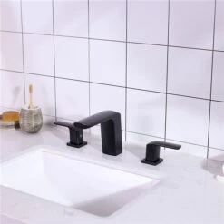 Clihome Matte Black 2-handle 4-in Mini Widespread Bathroom Sink Faucet
