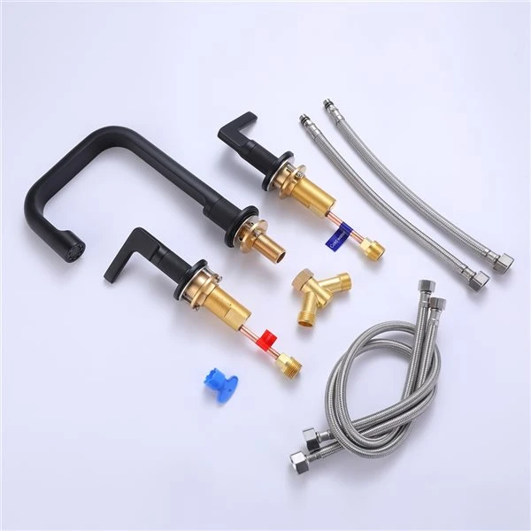 Clihome Matte Black 2-handle Single Hole Bathroom Sink Faucet (Deck Plate Included) - Image 2