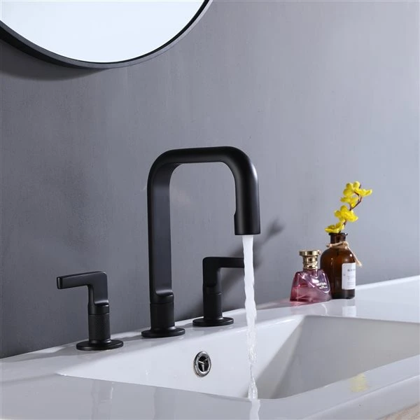 Clihome Matte Black 2-handle Single Hole Bathroom Sink Faucet (Deck Plate Included) - Image 3