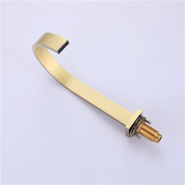 Clihome Brushed Gold 2-handle Widespread Bathroom Sink Faucet Deck Plate Included