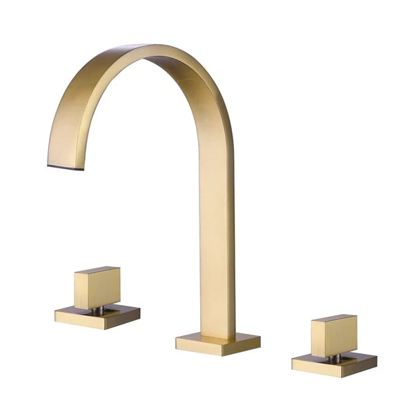 Clihome Brushed Gold 2-handle Widespread Bathroom Sink Faucet Deck Plate Included - Image 3
