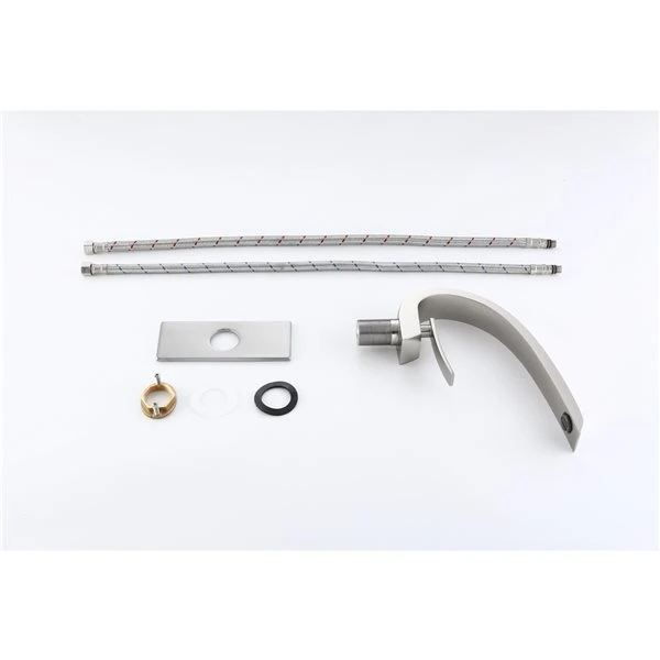 Clihome Brushed Nickel 1-handle Single Hole Bathroom Sink Faucet Deck Plate Included - Image 5