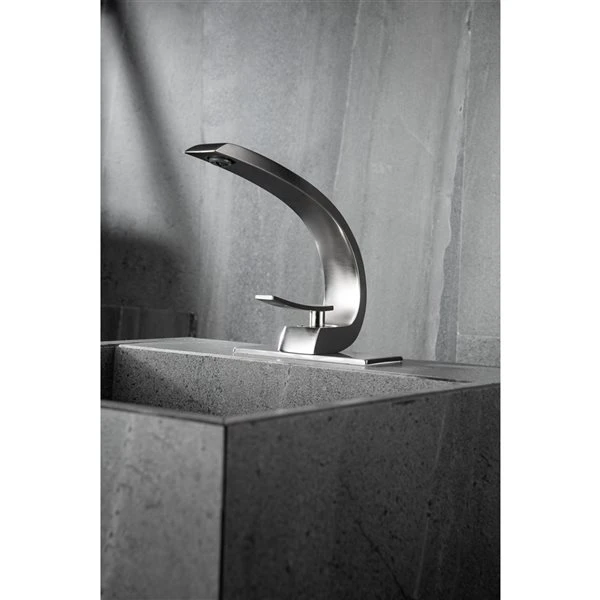 Clihome Brushed Nickel 1-handle Single Hole Bathroom Sink Faucet Deck Plate Included - Image 2