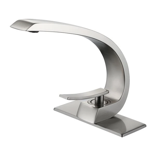 Clihome Brushed Nickel 1-handle Single Hole Bathroom Sink Faucet Deck Plate Included - Image 4