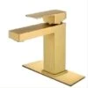 Clihome Brushed Gold 1-handle Wall-mount Bathroom Sink Faucet Deck Plate Included