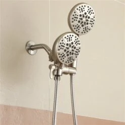 Boyelliving Brushed Nickel 5-spray Shower Head And Handheld Shower Combo 1.75 GPM (6.6 LPM)