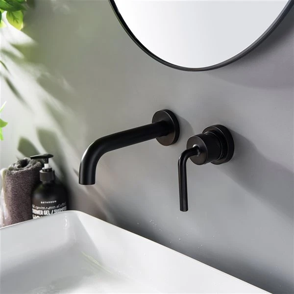 Clihome Matte Black 1-handle Wall-mount Bathroom Sink Faucet - Image 2