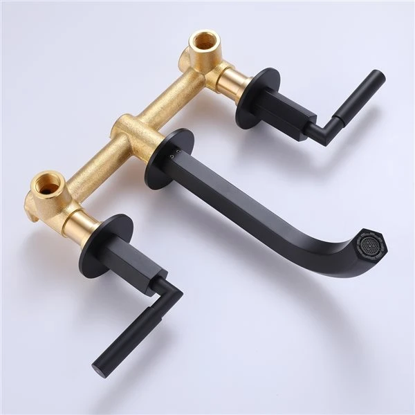 Clihome Matte Black 2-handle Wall-mount Bathroom Sink Faucet (Deck Plate Included)