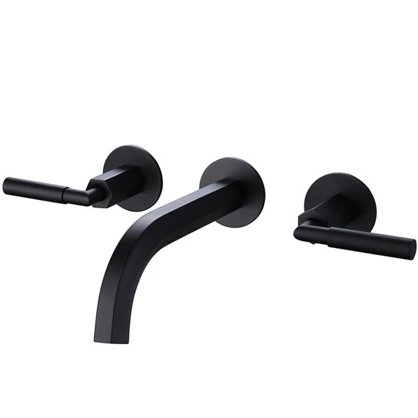 Clihome Matte Black 2-handle Wall-mount Bathroom Sink Faucet (Deck Plate Included) - Image 3