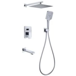 Clihome Polished Chrome Wall-Mounted 3-spray Hand Shower And Tub Spout - Valve Included