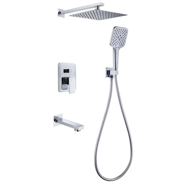 Clihome Polished Chrome Wall-Mounted 3-spray Hand Shower And Tub Spout - Valve Included