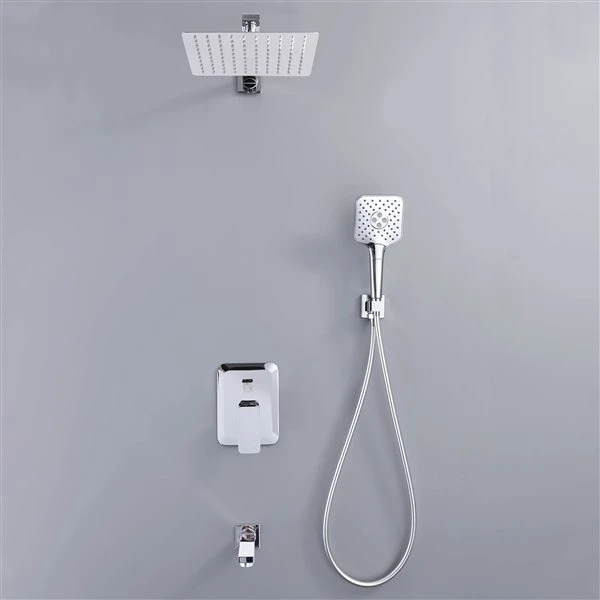 Clihome Polished Chrome Wall-Mounted 3-spray Hand Shower And Tub Spout - Valve Included - Image 5
