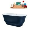 Streamline 28W X 59L Matte Light Blue Acrylic Bathtub And A Brushed Nickel Center Drain With Tray