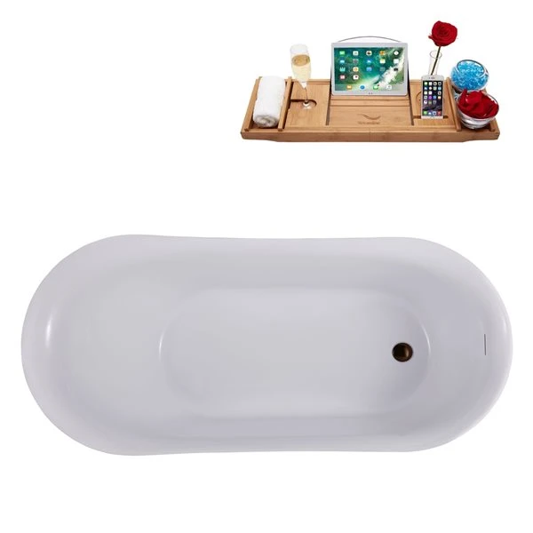 Streamline 29W X 59L Matte Black Acrylic Bathtub And A Matte Oil Rubbed Bronze Reversible Drain With Tray - Image 2