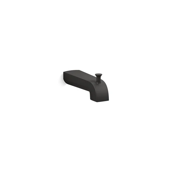 KOHLER Pitch 6-in Matte Black Wall Mount Bathtub Spout With Diverter
