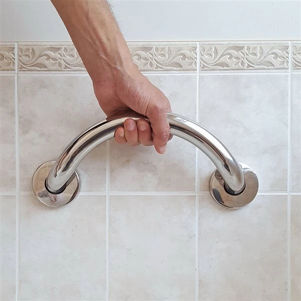 Healthcraft Products Crescent Plus Series 7.5-in Polished Chrome Wall Mount Grab Bar - ADA Compliant - Image 2