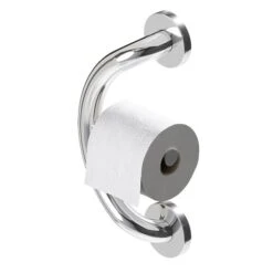 Healthcraft Products Plus Series 7.75-in Polished Chrome Wall Mount Grab Bar With Toilet Paper Holder - ADA Compliant