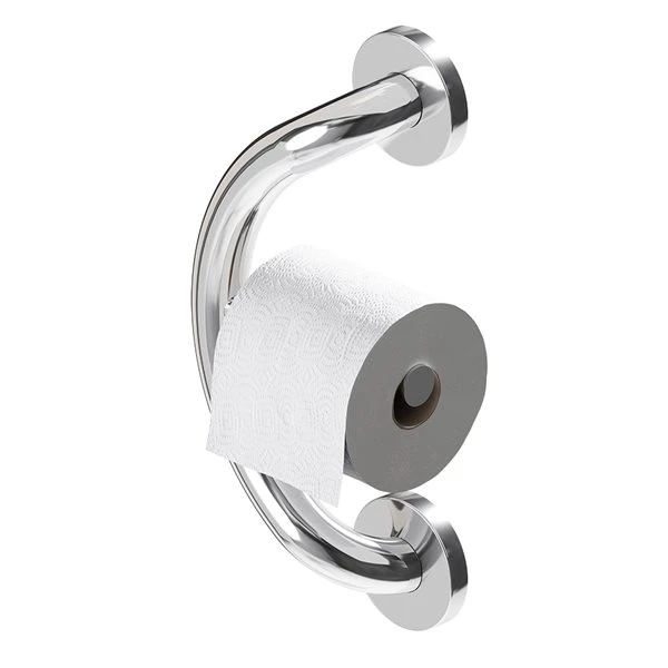 Healthcraft Products Plus Series 7.75-in Polished Chrome Wall Mount Grab Bar With Toilet Paper Holder - ADA Compliant
