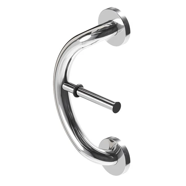 Healthcraft Products Plus Series 7.75-in Polished Chrome Wall Mount Grab Bar With Toilet Paper Holder - ADA Compliant - Image 2