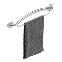 Healthcraft Products Plus Series 13.75-in Brushed Stainless Steel Wall Mount Grab Bar With Towel Bar - ADA Compliant