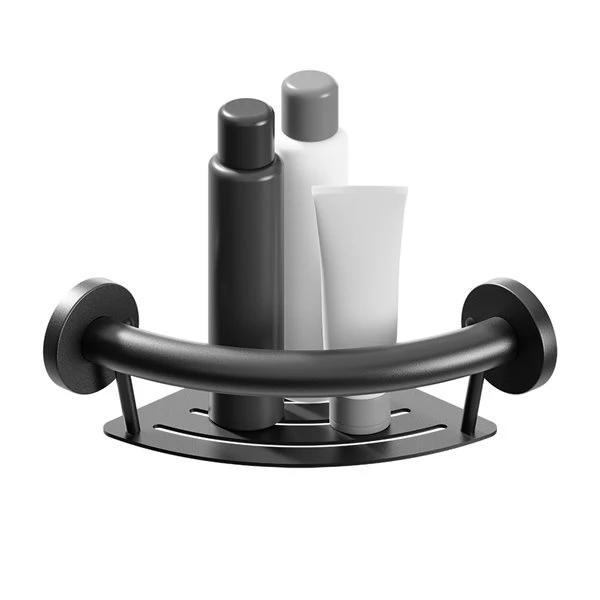 Healthcraft Products Plus Series 4.75-in Matte Black Wall Mount Grab Bar With Corner Shelf - ADA Compliant - Image 2