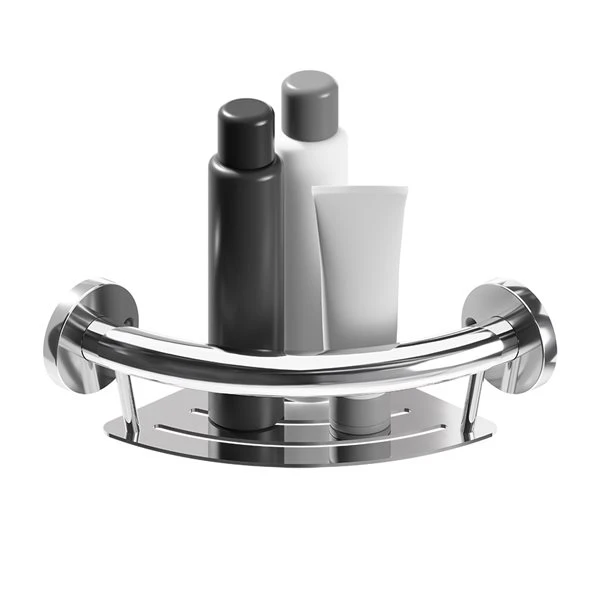 Healthcraft Products Plus Series 4.75-in Polished Chrome Wall Mount Grab Bar With Corner Shelf - ADA Compliant - Image 2