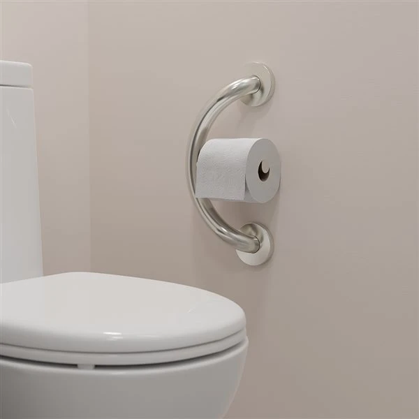 Healthcraft Products Plus Series 7.75-in Matte Black Wall Mount Grab Bar With Toilet Paper Holder - ADA Compliant - Image 4