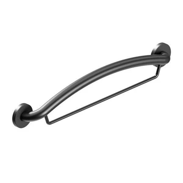 Healthcraft Products Plus Series 13.75-in Matte Black Wall Mount Grab Bar With Towel Bar - ADA Compliant - Image 3