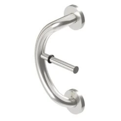 Healthcraft Products Plus Series 7.75-in Brushed Stainless Steel Wall Mount Grab Bar With Toilet Paper Holder - ADA Compliant