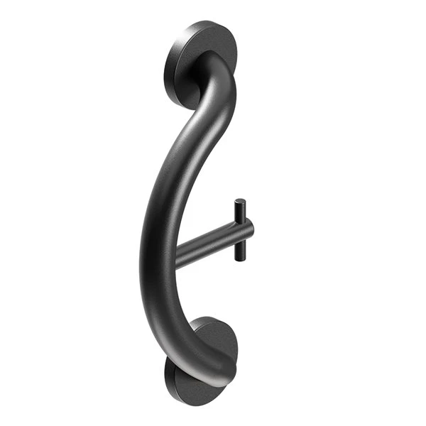 Healthcraft Products Plus Series 7.75-in Matte Black Wall Mount Grab Bar With Hook - ADA Compliant - Image 2